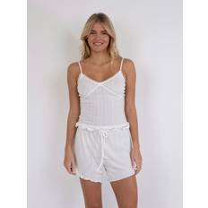 36 - Dame - XL Bluser Neo Noir Lindsay Pointelle Top, White