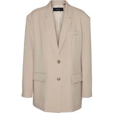 Beige - Oversized Blazere Vero Moda Mathilde Blazer - Grey/Semolina