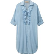 Cashmere - XL Kjoler Mos Mosh MMJelena Voile Dress, Cashmere Blue Pasform: Relaxed Fit