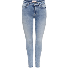 32 - 6 - Dame - W32 Jeans Only Blush Mid Waist Skinny Ankle Jeans - Blue/Medium Blue Denim