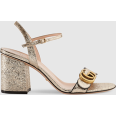 Gucci Hjemmesko & Sandaler Gucci Metallic Laminate Leather Mid-heel Sandal, Gold