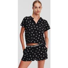 Karl Lagerfeld Dame Nattøj Karl Lagerfeld Ikonik Pajama Shorts Set, Woman, Ikonik 2.0 AOP black, Ikonik 2.0 Aop Black