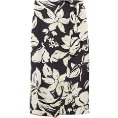 Dame - Midinederdele - Sort Mango Floral-print Wrap Skirt - Black