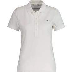 Gant Dame Polotrøjer Gant Shield Cap Sleeve Piqué White Poloshirt