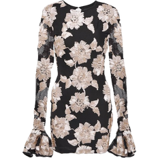 ROTATE Birger Christensen Floral Mesh Mini Dress - Oyster Mushroom