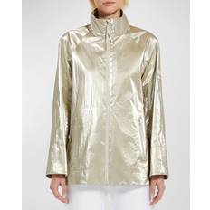 Max Mara Jakker Max Mara Abadan Stand-Collar Zip-Front Metallic Jacket