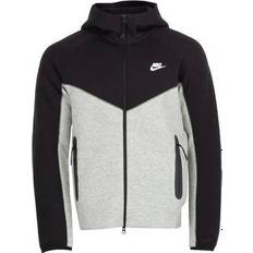 Herre - L - Polyester Sweatere Nike Sportswear Tech Fleece Windrunner Men's Full Zip Hoodie - Dark Grey Heather/Black/White