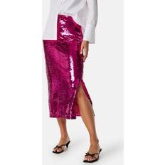 Dame - Paillet - Polokrave Tøj Vila midi sequin skirt Fuchsia Purple