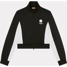 Kenzo Dame Overtøj Kenzo Womens Black Funnel-neck Logo-appliqué Stretch-woven Jacket