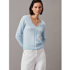 Calvin Klein Silke Sweatere Calvin Klein Slim Cotton Silk Jumper Blue