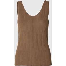 Brun - V-udskæring Overdele Selected Strikket Tanktop Brun