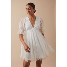 Kjoler Gina Tricot Tulle dot dress minikleider- White XL- Female