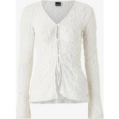 Gina Tricot Bluser Gina Tricot Blondetop Tie Front Lace Top Hvid