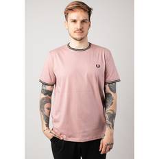 Fred Perry Pink T-shirts Fred Perry Twin Tipped Ringer Short Sleeve T-Shirt, Pink