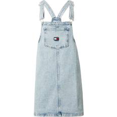 12 - Blå - Dame - Korte kjoler Tommy Jeans Denim Mini Pinafore Dress DENIM LIGHT