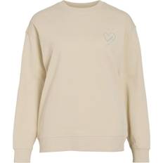 Beige - Oversized Sweatere Vila Bomulds- Print- Sweatshirt