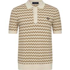 Fred Perry Skjorter Fred Perry Bouclé Jacquard Knitted Polo Ecru