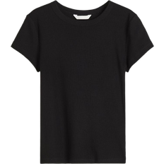 H&M Jersey Overdele H&M Ribbed T-shirt - Black