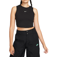 32 - Sort Toppe Nike Women's Machine Knit Sportswear Chill Mini Tank Top - Black/Sail