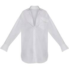 16 - Skjortekrave Kjoler PrettyLittleThing Bell Cuff Oversized Shirt Dress - White