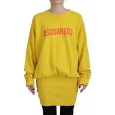 DSquared2 Gul Tøj DSquared2 Yellow Logo Print Cotton Crewneck Pullover Sweater 100% Cotton, Bluser, Color_Gul, Dame, Gul, IT38/XS, preowned-defect, Pullovers, Sweaters, Sweaters Women Clothing, Yellow