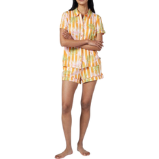 Dame - Polyester Pyjamasser Chelsea Peers Palm Stripe Short Pyjama Set - Orange