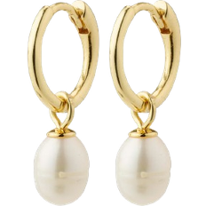 Pilgrim Guldbelagt - Nikkelfri Smykker Pilgrim Berthe Recycled Hoop Earrings - Gold/Pearls