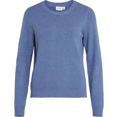 Vila Dame - Striktrøjer Sweatere Vila Crew Neck Knit Sweater - Coronet Blue