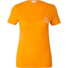 46 - Orange - Rund hals T-shirts & Toppe s.Oliver T-Shirt orange weiß
