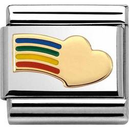 Nomination Composable Classic Link Rainbow Heart Charm - Silver/Gold/Multicolour
