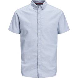 Jack & Jones Button Down Collar Short Sleeved Shirt- Blue/Infinity