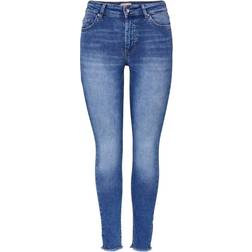 Only Blush Life Mid Ankle Skinny Fit Jeans - Blue/Medium Blue Denim