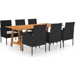 vidaXL 3068838 Havemøbelsæt, 1 borde inkl. 6 stole