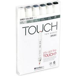 Touch Twin Marker Brush Grey colors 6-pak