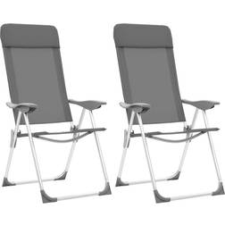 vidaXL Foldbare campingstole 2 stk. aluminium grå