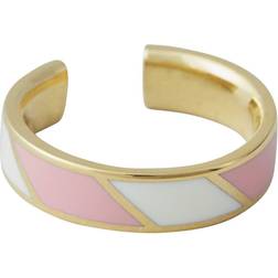 Design Letters Striped Candy Ring - Gold/White/Pink