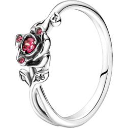 Pandora Disney Beauty And The Beast Rose Ring - Silver/Pink/Transparent