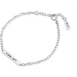 Efva Attling Power Plates Fuck Off Bracelet - Silver/Black