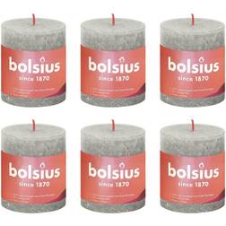 Bolsius Rustic Pillar Shine 4 pcs 80x68 mm Sandy Grey Candle