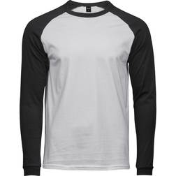 Tee jays Mens Long Sleeve Baseball T-Shirt (White/Black)
