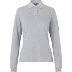 ID Women Long Sleeved Polo Shirt - Grey Melange