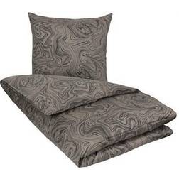 Borg Design Bomuldssatin sengetøj 140x200 Marble dark Dynebetræk Grå (200x140cm)