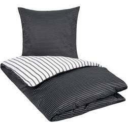 Borg Design Stribet sengetøj Narrow Dynebetræk Hvid, Sort (210x150cm)