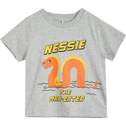 Mini Rodini Nessie T-shirt Med Tryk Gråmeleret 116/122 Grå
