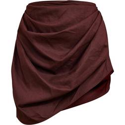 PrettyLittleThing Gathered Mini Skirt - Chocolate Brown