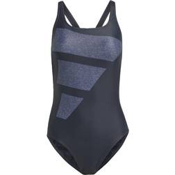adidas Big Bars Graphic Swimsuit - Black/Silver Violet/White