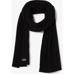 Lacoste Unisex Ribbed Wool Scarf Unique Black