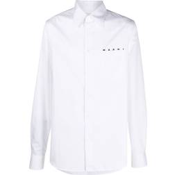 Marni logo-print long-sleeve shirt men Cotton White