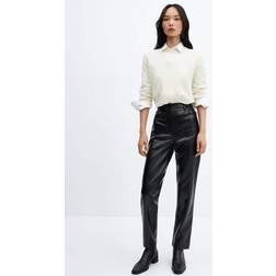 Mango Coco-Effect Straight Pants - Black