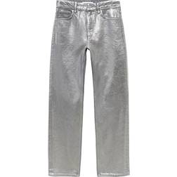 Mango Straight foil jeans silver Women Silver